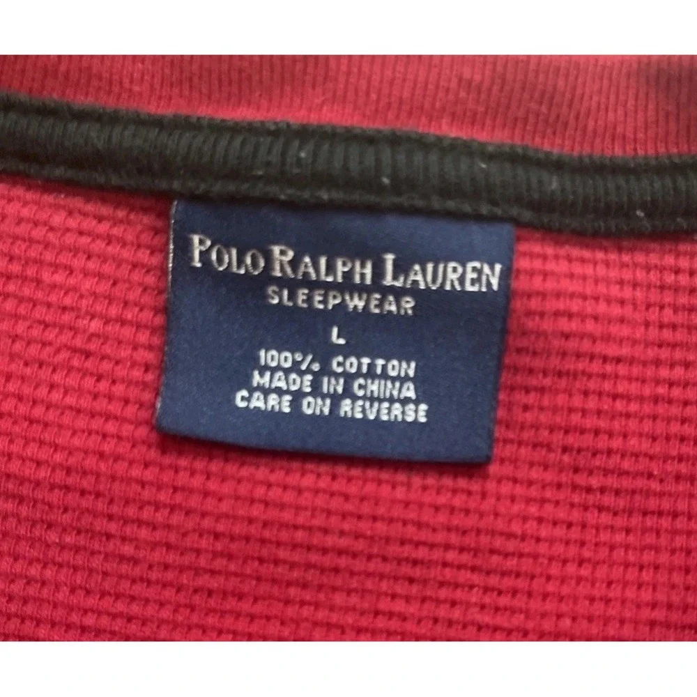 Polo Ralph Lauren Henley Sleepwear Shirt Men's Large Red Long Sleeve